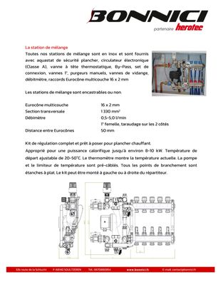 Feuille information - Station de mélange
